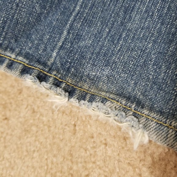 7FAM jeans 26 flare denim lightly distressed dirty aged wash U076004U-004U Y2K - Picture 12 of 16